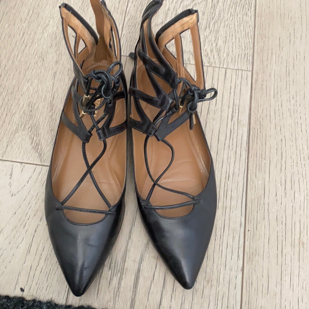 aquazzura laced up flats